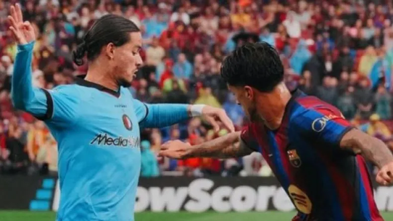Feyenoord Suffers Heavy Champions League Defeat Against Barcelona; Hadj Moussa Features